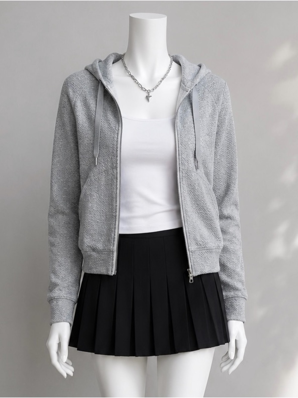 Lululemon Catch A Moment Hoodie Gray Zip Up Jacket Textured Cotton Blend 6
